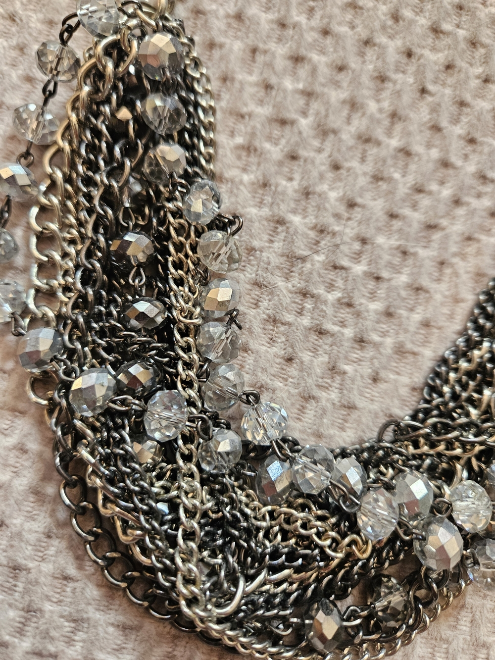 Simply Vera Multi-Chain Necklace with Faceted Beads - Silver - Picture 3 of 3
